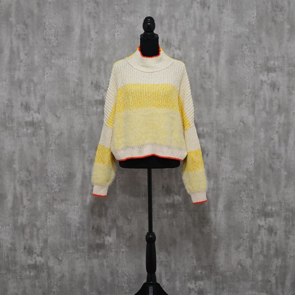 Free People Sunbrite Mock Neck Crop Sweater, L